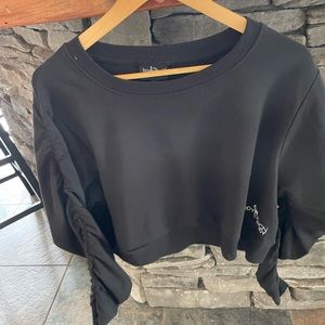 Black cropped pull over with cinched sleeves brand new!